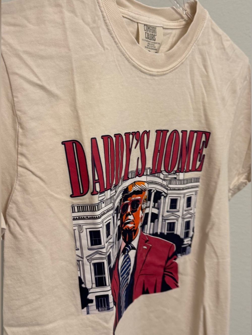 Donald Trump MAGA Republican Graphic Tee Bold Pinkish Red Navy White - Picture 3 of 6